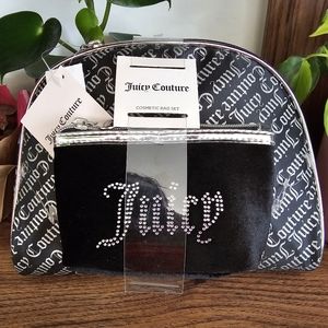 Juicy couture Makeup bag set Black & Silver NWT